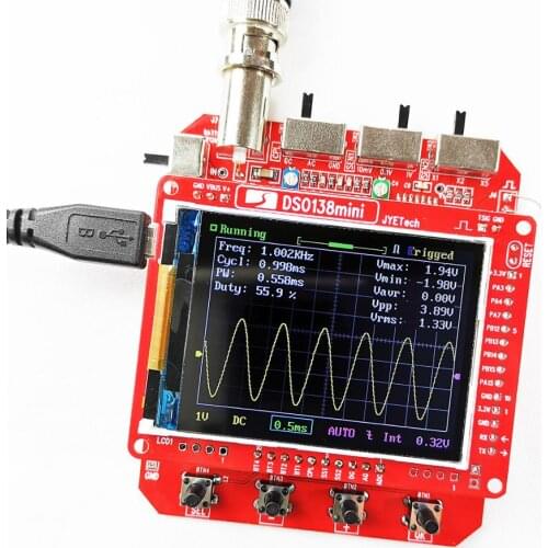 JYETech Original DSO138mini digital oscilloscope assembled including BNC-clip probe USB oscilloscope output of waveform data