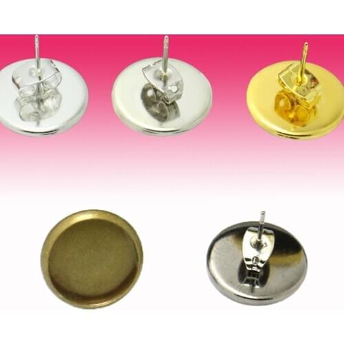 20pcs/lot 2020 New Copper Blank Earring Base Fit 10mm Cabochon Cameo Settings Bezel Tray DIY Jewelry Making Accessories