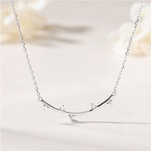 LVH5 Sterling Silver Necklaces 925 for Women Curved Necklace 925 Silver Jewelry Necklaces
