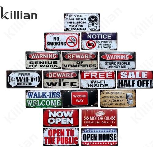 Warning Metal Plaque for Sale Metal Plate Text Metal Painting Wifi Metal Poster No Smoking Tin Sign Bar Club Home Decoration