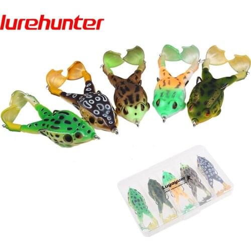 5PCS Fishing Lures Frog Double Propeller Frog Soft Bait Silicone 90mm/13g Artificial Crankbait Wobbler Jig Trolling Soft Lure