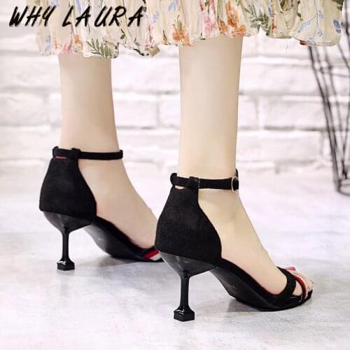 Slip button womens summer sandals peep-toe shoes womens sandals stilettos womens Korean gladiator shoes
