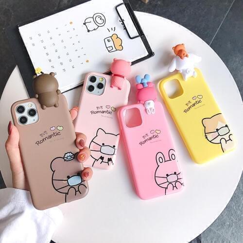Cute 3D Cat rabbit Bear pig Cartoon Silicone Phone Case for iPhone 11 11 Pro Max 6 7 8 Plus X XS Max XR Cases Phone Cover