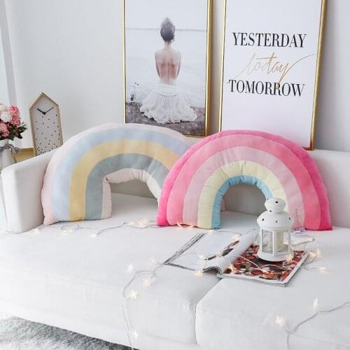 Nice 60CM Plush Rainbow Pillow Stuffed Colorful Cloud U Heasrt Shaped Pillow Cushion Rainbow Plush Toy Sofa Home Decor Kids Toy