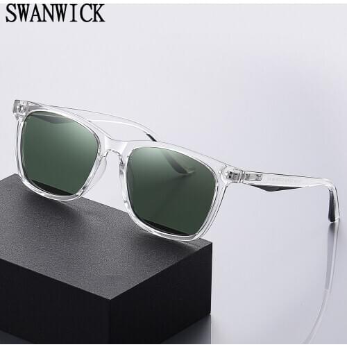 Swanwick driving polarized sunglasses retro men square sun glasses TR90 frame rivet women green leopard uv400 fashion style