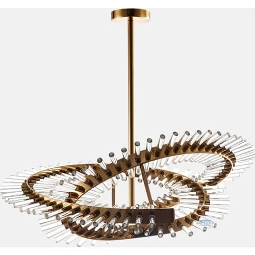 Light luxury crystal restaurant hotel round designer villa duplex building simple bedroom exhibition hall living room chandelier