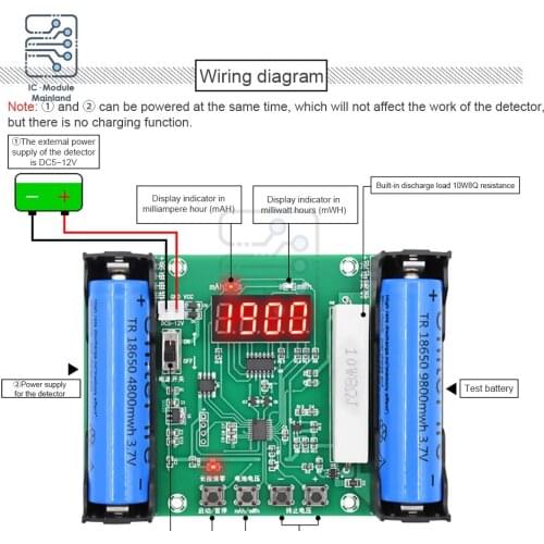 18650 lithium battery Capacity tester XH-M240 maH mwH digital discharge electronic load battery monitor