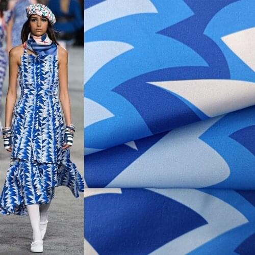 Sky Blue Brand Fashion Fabric Cloth Polyester Textile Sewing Designer DIY Material For Dress By The Yard Alibaba Express