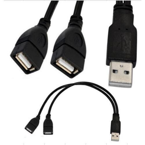 USB 2.0 A Male plug to 2 dual USB A Female jack Y splitter Hub adapter Cable