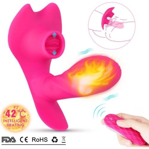 Heating Remote Control Vibrator Adult Toys Dildo Tongue Licking Female Vibrating Panties Clitoris Stimulator Sex Toys for Woman