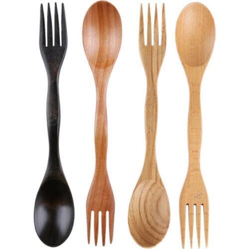 Free shipping 10 pieces Beech chestnut cherry wood fork spoon Nordic style creative personality boutique wooden tableware
