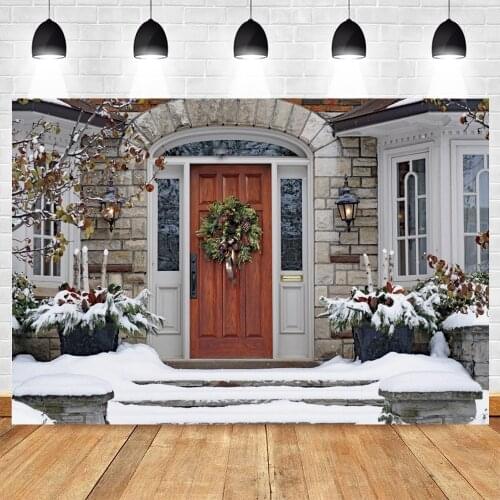 Christmas Winter House Window Door Backdrop Baby Portrait Vinyl Photography Background For Photo Shoot Booth Photozone Banner