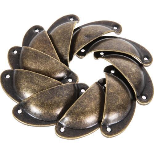 10pcs Vintage Cabinet Knobs and Handles Cupboard Door Cabinet Drawer Furniture Handles for Furniture Antique Brass Shell Puller
