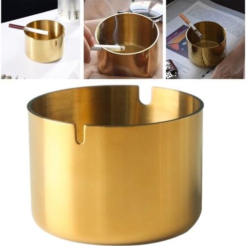 W3JE Stainless Steel Ashtray Portable Round Cigarette Ash Tray Holder for Patio Outdoor Home Office Party