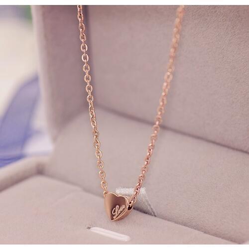 YUN RUO Fashion Brand Woman Jewelry Rose Gold Color Cute Mini Heart Pendant Necklace 316 L Stainless Steel Bijoux Femme Gift