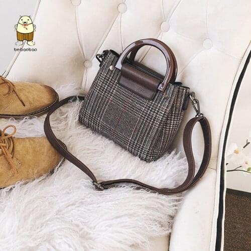 Beibaobao High quality Wool Stripes Women Girl Shoulder Womens Designer Handbag Fashion New Handbags