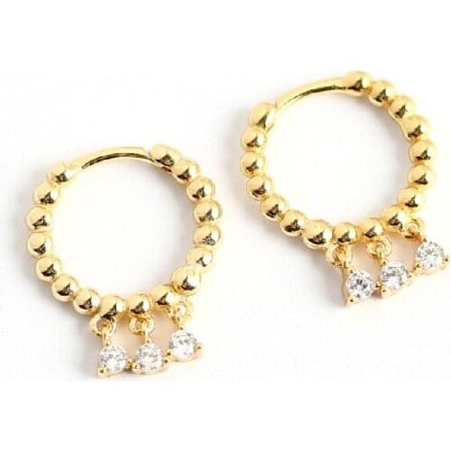 925 Sterling Silver Earring Fashion Cute Mini Zircon Round Ear Ring Drop Earring Small Wild Trend Sweet Women Girl Ear Jewelr