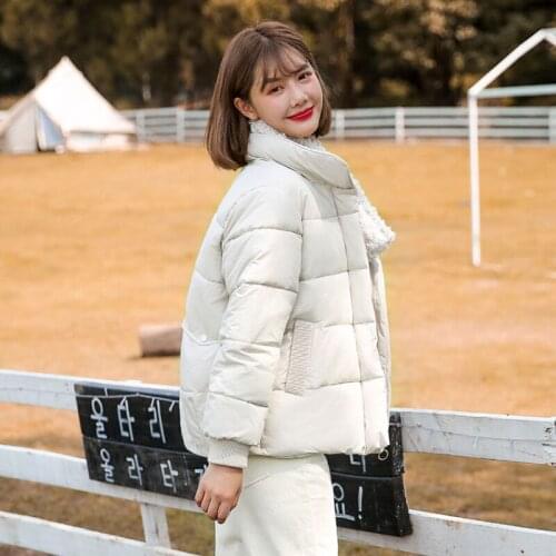 Female Cold Coat Plus Size Solid Short Style Winter Womens Jackets Fad Loose Stand Collar Cotton Padded Casual Parkas Woman
