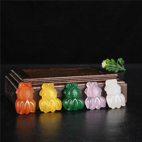 1PC Natural Green Agate Goldfish Jade Pendant Necklace Chalcedony Carved Charm Jewellery Fashion Amulet for Men Women Lucky Gift