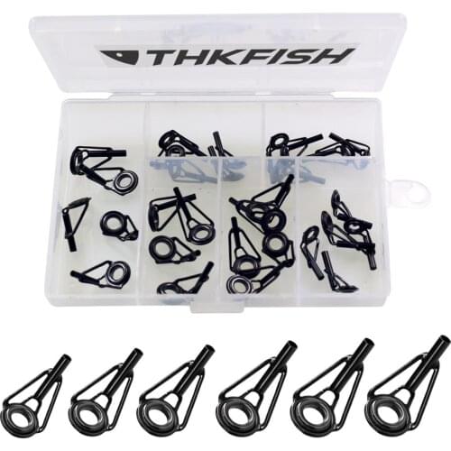 30Pcs 1.8mm-2.8mm Fishing Rod Guides Line Rings Fishing Tools Black Freshwater Fishing Rod Guide Tip Tops Repair Kit