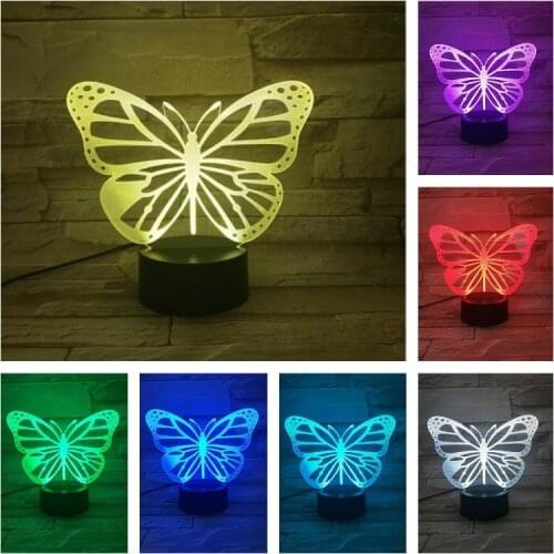 Animal 3D Lamp LED Night Light USB Illsuion Multicolor Touch Remote Switch Butterfly Table Lamp Kid Toy Gifts for Birthday