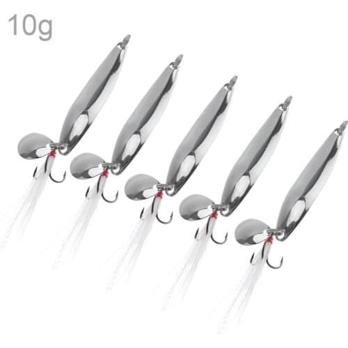 5Pcs/lot 10g Sequin Spoon with Treble Hook Fishing Lures Trout Hard Baits