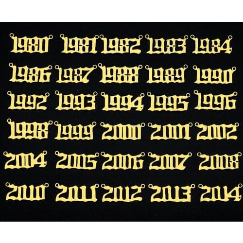 5pcs/lot 1980-2020 Stainless Steel Birth Year Number Charm Connector Wholesale DIY Jewelry Pendant for Necklace Making Charms