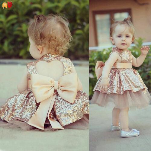 AD Cute Baby Birthday Party Dress Toddlers Back-cut Wedding Occasion Little Girls Performance Dress Childrens Clothing