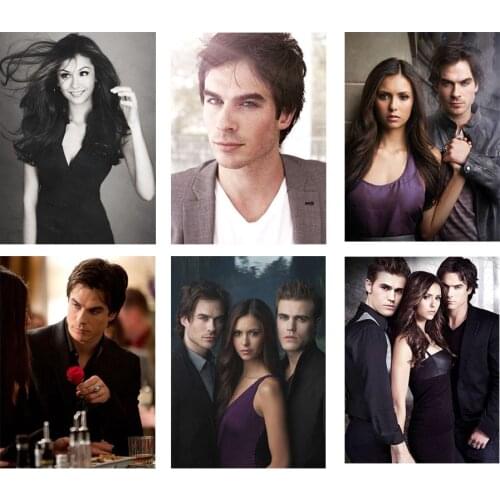 5D Diy Embroidery The Vampire Diaries Damon Stefan Elena Diamond Painting with Round Drill Cross Stitch Mosaic Art Home Decor