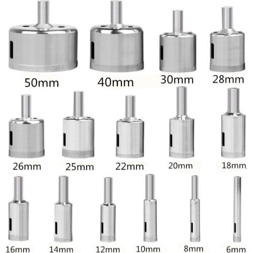 Diamond Hole saw Drill Bit Tool 6-50mm Ceramic Porcelain Glass Marble 6/8/10/12/14/16/18/20/22/25/26/28/30/40/50mm Hole Saw