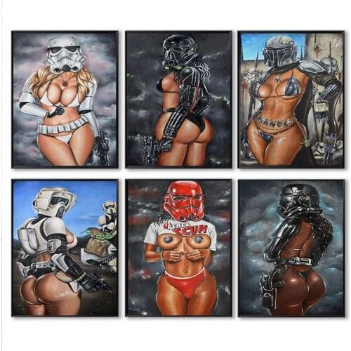 Bohemia Sexy Lady Jedi Knight Canvas Painting Star Wars Movie Posters and Prints Wall Art Pictures for Living Home Decoration