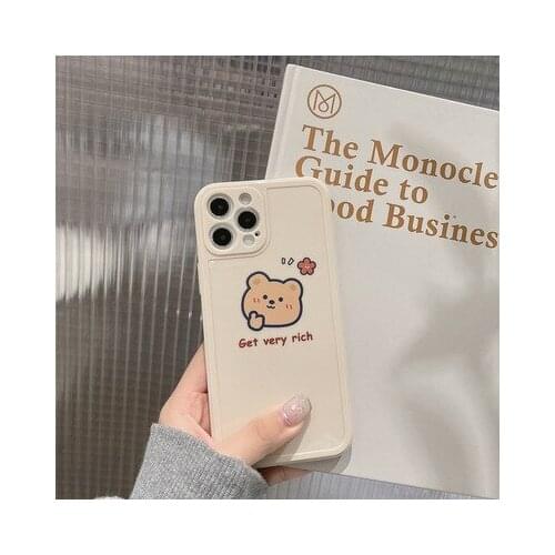 Phone Case For iPhone 11pro max 12mini pro max 7p/8plus X/Xs Xs max XR Back Cover Phone shell Painted Soft Glue Cute Bear ins