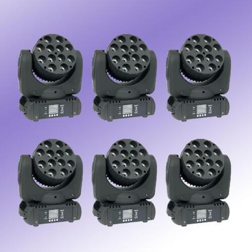 6 Pieces) 12x12W LED Moving Head Beam Light Colorful RGBW 4IN1 LED Lamp Beam Moving Head Professional DMX Party Stage Lighting