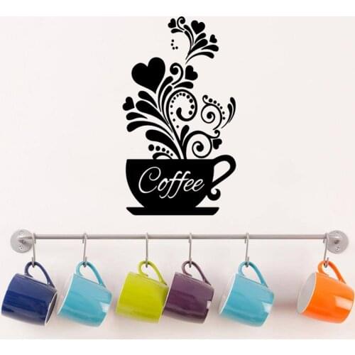 Cartoon coffee Wall Stickers Decorative Sticker Home Decor Decor Living Room Bedroom Removable Wall Art Decal