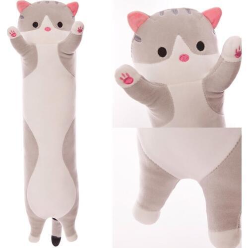 50cm Long Cute Creative Cat Plush Pillow Toy Soft Stuffed Pillow Doll Cushion Sleeping Kitten Pillow Sleeping Hug Lazy Gift