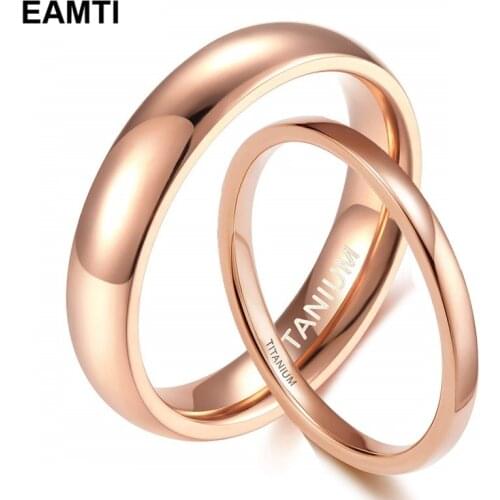Eamti 2mm 4mm Thin Ring for Women Titanium Rose Gold Polished Classic Rings for Male Female Wedding Engagement Band Couple