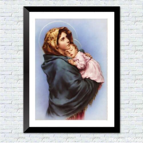 Cotton no frame classical religious figures woman baby canvas printings oil painting printed on cotton art decoration picture