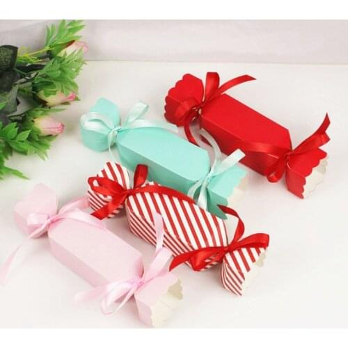 10pcs/lot Striped Candy Box Wedding Favors and Gifts Boxes Chocolate Box Bomboniera Giveaways Boxes Party Supplies