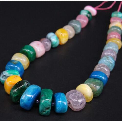 15.5"/strand Mixtz Natural Crack Agates Round Slab Nugget Loose Beads,Rainbow Gems Stone Rondelle Pendants For Jewelry Making