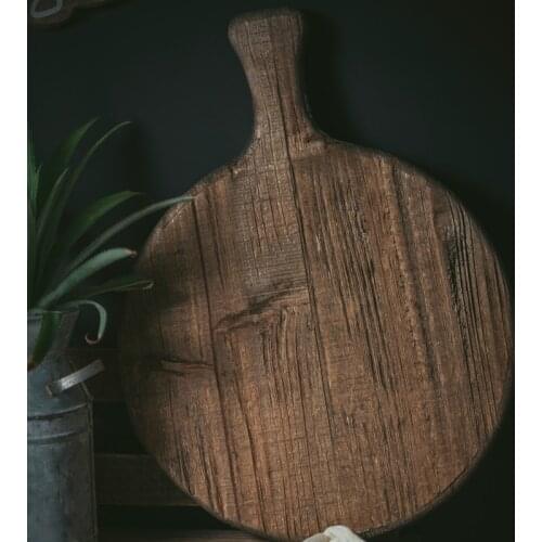 Round wood vintage cutting boards with handles