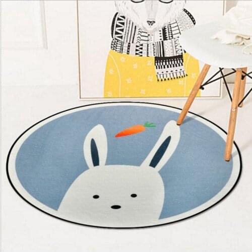 Round Cute Cartoon Animal Carpets For Living Room Bedroom Kids Crawl Game Rug Coffee Computer Mat Basket Hanging Table Chair