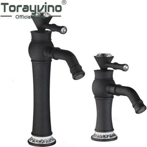 Oil Rubbed Black Bronze Kitchen Single Diamond Handle Swivel Wash Basin Sink Vessel Vanity Torneira Faucet Mixer Tap