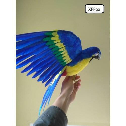 Big real life blue wings parrot model foam&feather simulation parrot bird gift about 45x60cm xf0260