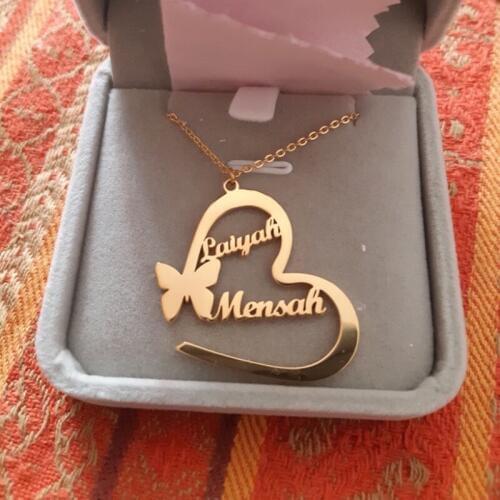 Butterfly Heart Pendant Custom Name Necklace Women Men Gold Stainless Steel Necklaces Handmade Jewelry Bridesmaid Gifts Choker