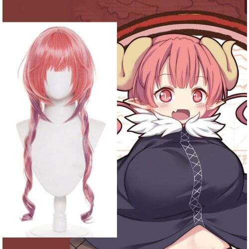 Anime Comic Miss Kobayashis Dragon Maid Cosplay Wigs Ilulu Cosplay Wig Heat Resistant Synthetic Wig hairpieces Pink Long Cos