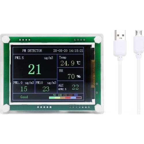 PM2.5, PM1.0, PM20 Detector High Accuracy LED Digital Display USB Mini Portable PM2.5 Detector Air Tester Analyzer CO2 Detector