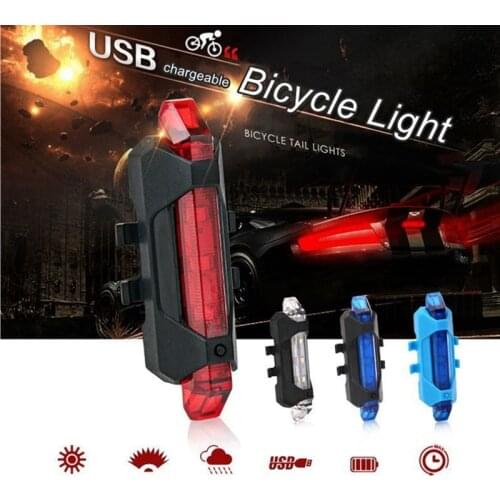 Portable USB Rechargeable Bike Bicycle Tail Rear Safety Warning Light Taillight Lamp Bright Usb Bicycle Light Chargeable Light