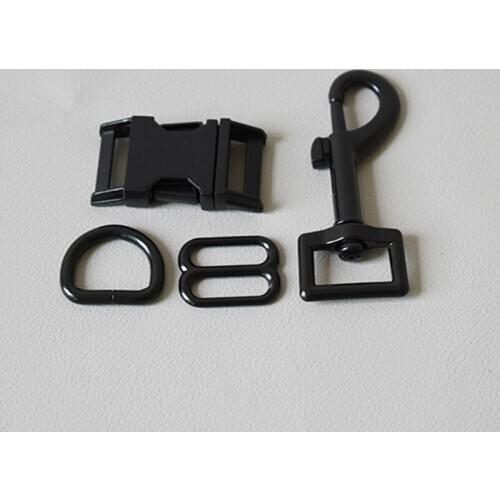 1 set metal buckle adjust buckle D ring metal dog clasp for handmade puppy Collar leash set harness Dee Rings 20mm black