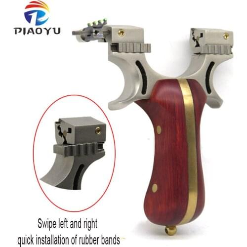 New Hunting Slingshot Stainless Steel Catapult + Copper Wood Handle +Sliding Head Outdoor Rubber Band Shooting Game SlingShots