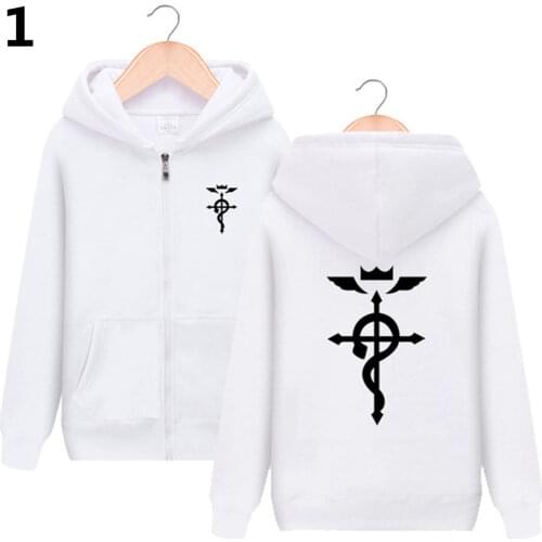 Cartoon Fullmetal Alchemist Cosplay Hoodies Sweatshirt Zipper Jacket Costume Edward Elric Top Anime Halloween
